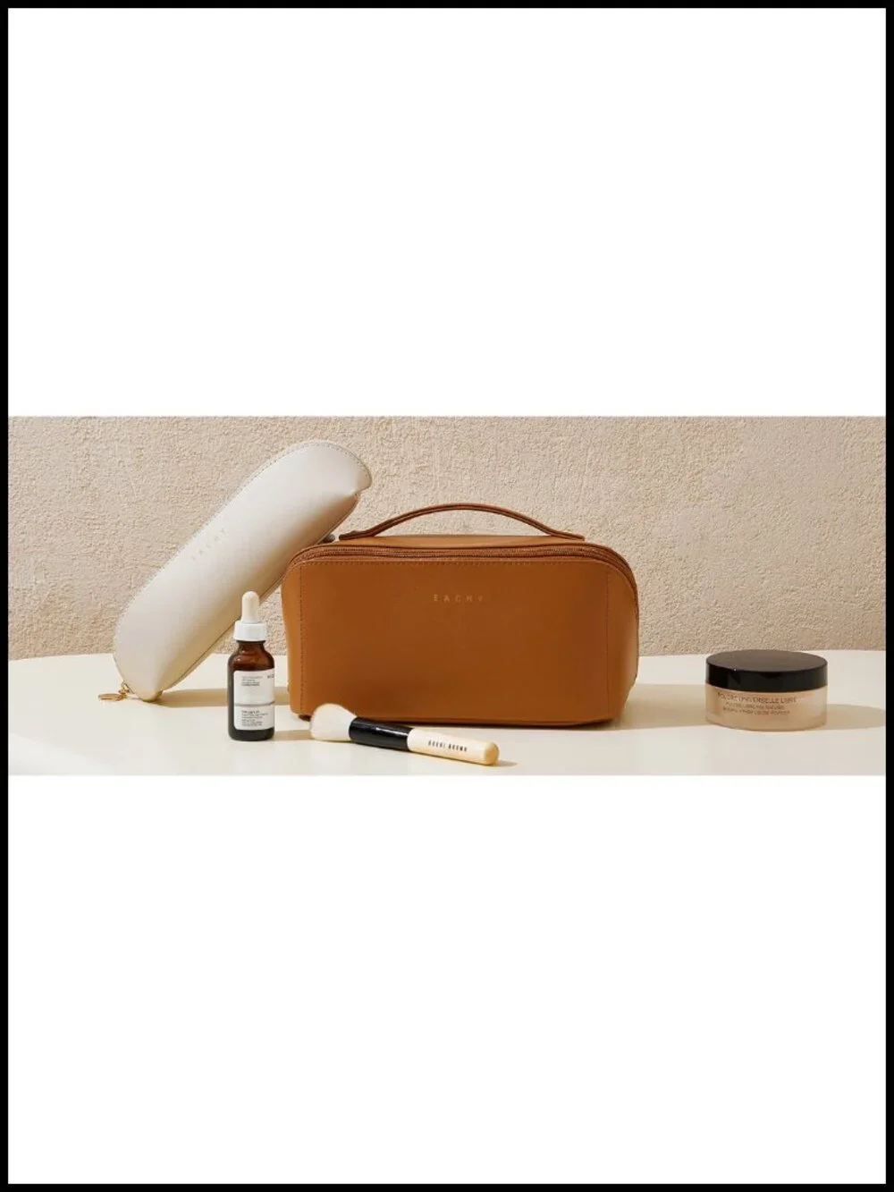 Large Capacity PU Leather Cosmetic Bag with Open-Flat Design for Travel